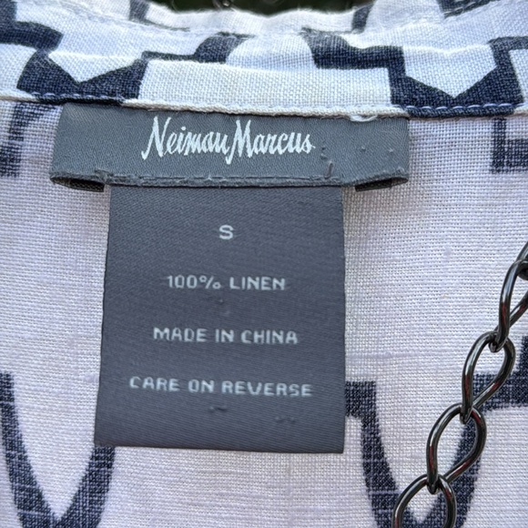 🩷 NEIMAN MARCUS; Classy & Upscale Geometric Black/White 100% LINEN Tunic; Sz. S! - Picture 3 of 10